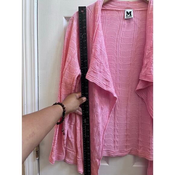 M Missoni Pink Virgin Wool Blend Open Knit Waterfall Buttonless Cardigan Small - Picture 8 of 12